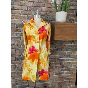 F.L. Malik Floral Multi Long Button Coat Jacket